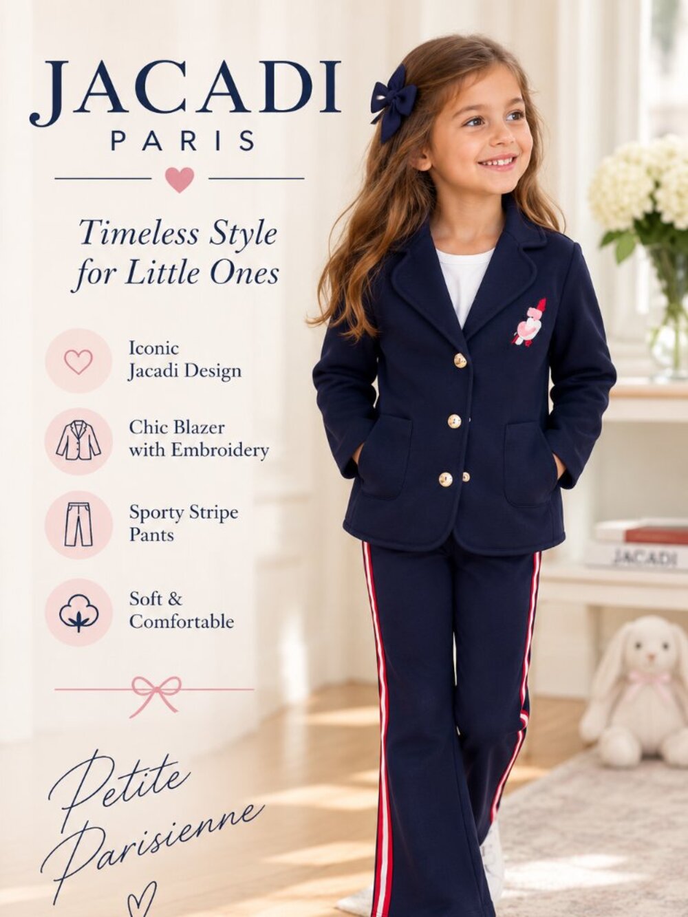 Jacadi Paris Girls Matching Blazer & Pants Set 6A / 116cm Navy